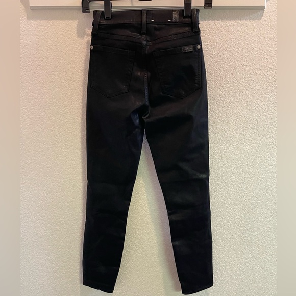 7 for All Mankind High Waist Ankle Skinny Denim & Black Coated Jean - Picture 2 of 5